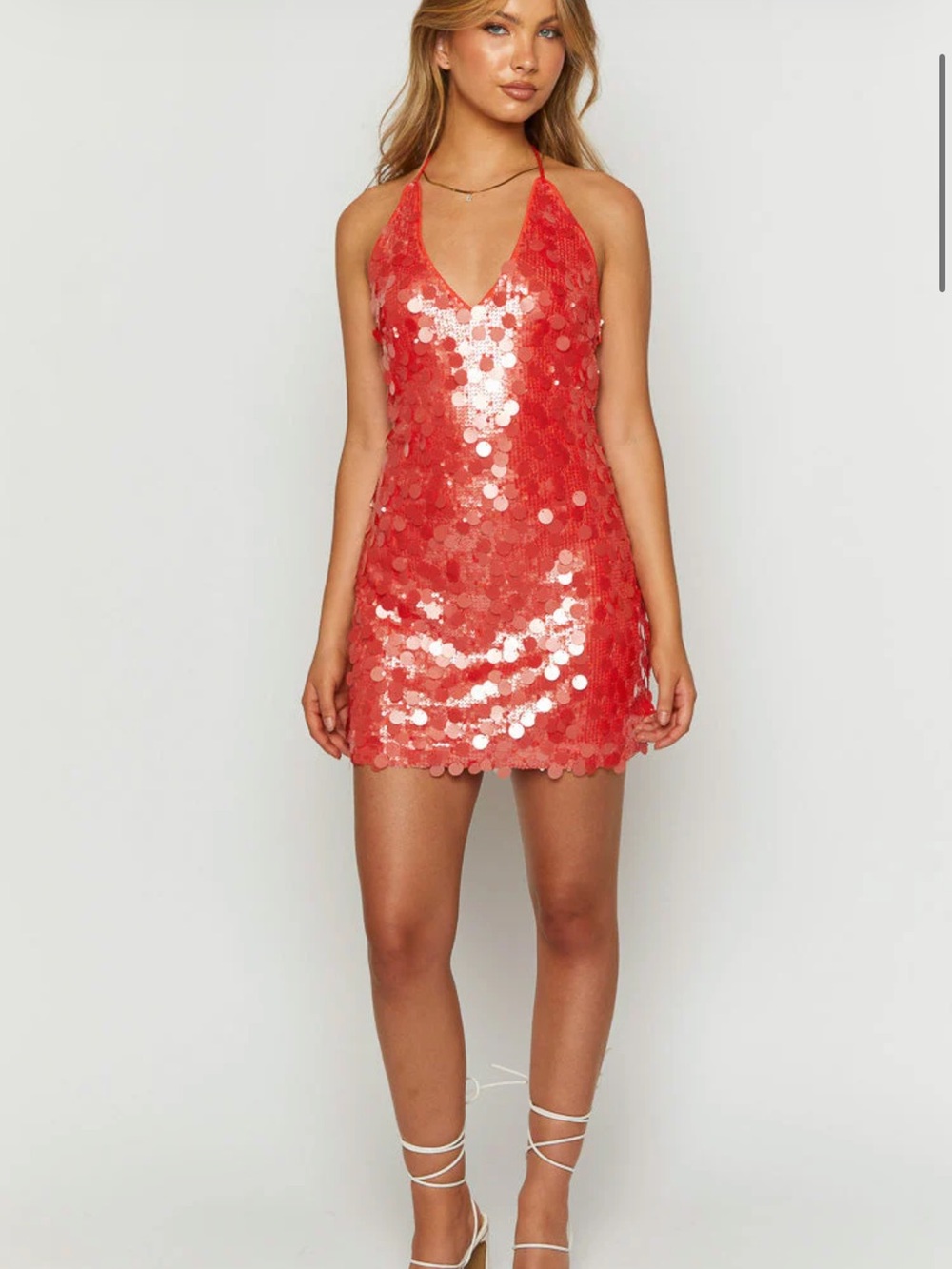 Cyrus Orange Sequin Mini Dress